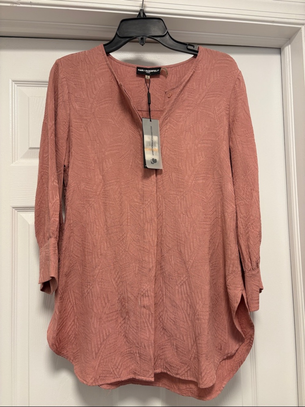Karl Lagerfeld Dusty Rose Textured button down Tunic